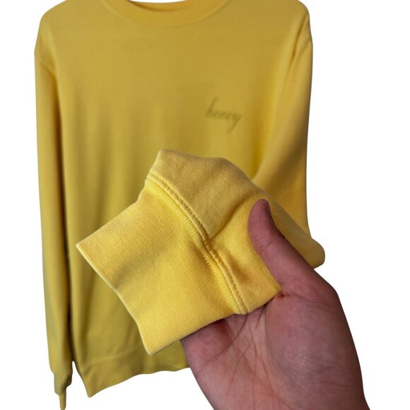 Brandy Melville John Galt yellow honey embroidered crewneck sweatshirt size M - Picture 6 of 8